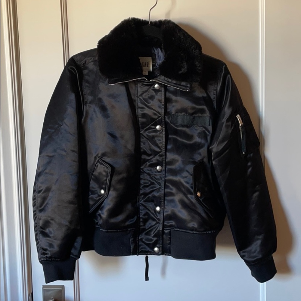 GAP faux fur lined jacket black xs